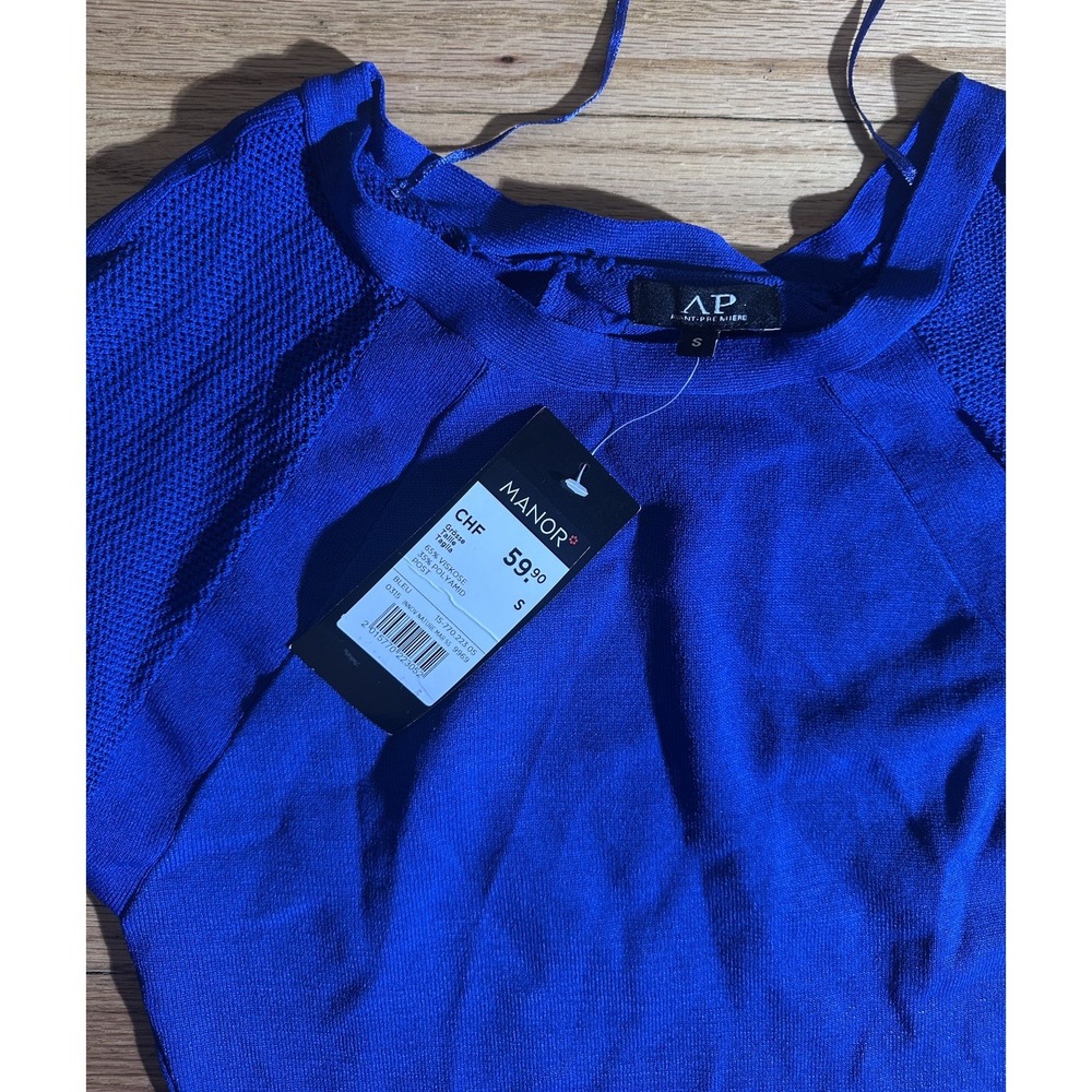 Avant Première Royal Blue Knit Bodycon Dress Size Small NWT Long Sleeve - Picture 4 of 8